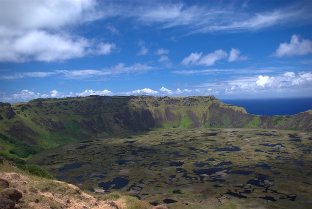 Image of water filled volcanic crater